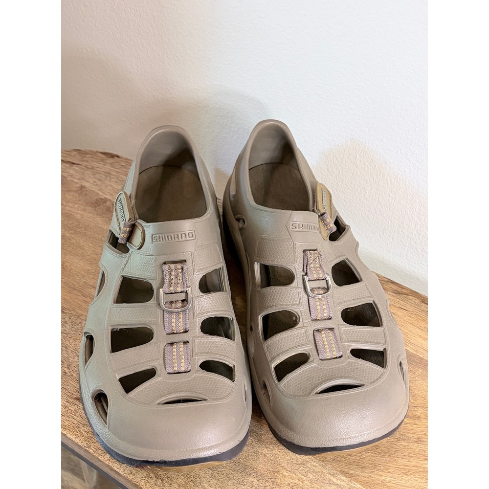 Shimano Evair Marine Fishing Water Shoes Khaki Closed Toe Boat Sandals 11